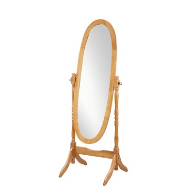 ALEXOUN 59.25 inches Wooden Floor Free Standing Mirror,Traditional Style Oval Dressing Cheval Mirror for Living Room Bedroom Cloakroom