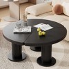 Lirago Round Petal Coffee Table 3 Thick Legs Minimalist Irregular End Table Living Room Dining Room Bedroom Workspace Cream Black Easy Assembly - 2 of 4