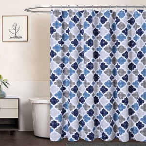 Quatrefoil Print Cotton Blend Fabric Shower Curtain - 1 of 4