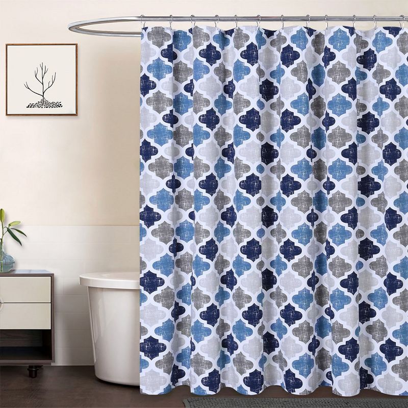 Quatrefoil Print Cotton Blend Fabric Shower Curtain, 1 of 6