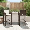 vidaXL Patio Bar Stools with Cushions 2 pcs Brown Poly Rattan - 3 of 4