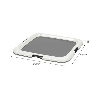 Gray and White Plastic Dog Pee Pad Holder with Non-Skid Feet
