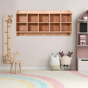 Wall Mount Cubby Storage Organizer,15 Cubbies with Shoe Shelf Hooks 47Inch Width Daycare Shelves for Toys, Classroom Furniture, Kids Room - 1 of 4