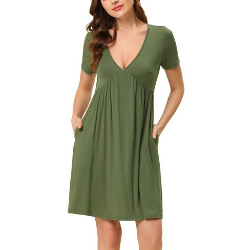 Cheibear Women's Sleeveless Lingerie V Neck Pajama Chemises Nightgowns  Green X-small : Target