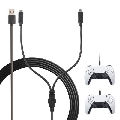 Insten Charging Cable For PS5 Controller, 10FT Fast USB A to Split USB C Charger Cord for Xbox Series X S One / Nintendo Switch / PS 5 Controllers