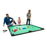 HearthSong - Golf Pool Indoor Family Game Special, Includes Two Golf Clubs, 16 Balls, Green Mat, Rails, and Wooden Arches