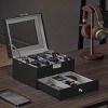 8-Slot Watch Box, Lockable Case with Glass Lid, 2 Layers Perfect Gift Idea Synthetic Leather - 2 of 3