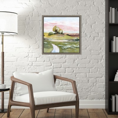 Grace Popp Pink and Green Landscape Canvas Print, 16 x 16 inches