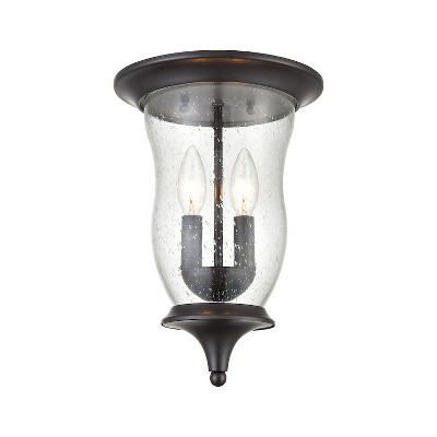 Trinity Oil Rubbed Bronze 2-Light Flush Mount with Seeded Glass