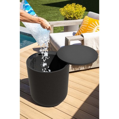 Veradek Black Round Concrete-Plastic Cooler Side Table