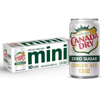 Canada Dry Zero Sugar Ginger Ale Soda - 10pk/7.5 fl oz Mini Cans