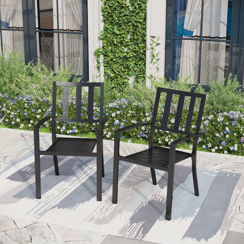 5pc Metal Indoor/Outdoor 37&#34; Square Striped Dining Table with Arm Chairs &#38; 1.57&#34; Umbrella Hole - Captiva Designs, 6 of 14