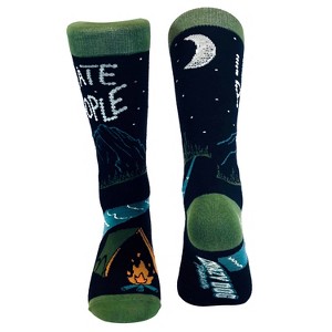 Crazy Dog T-Shirts I Hate People Socks Funny Camping Sarcastic Introvert Outdoor Cool Joke Sock  (Black) - Mens (7-12) - 1 of 4