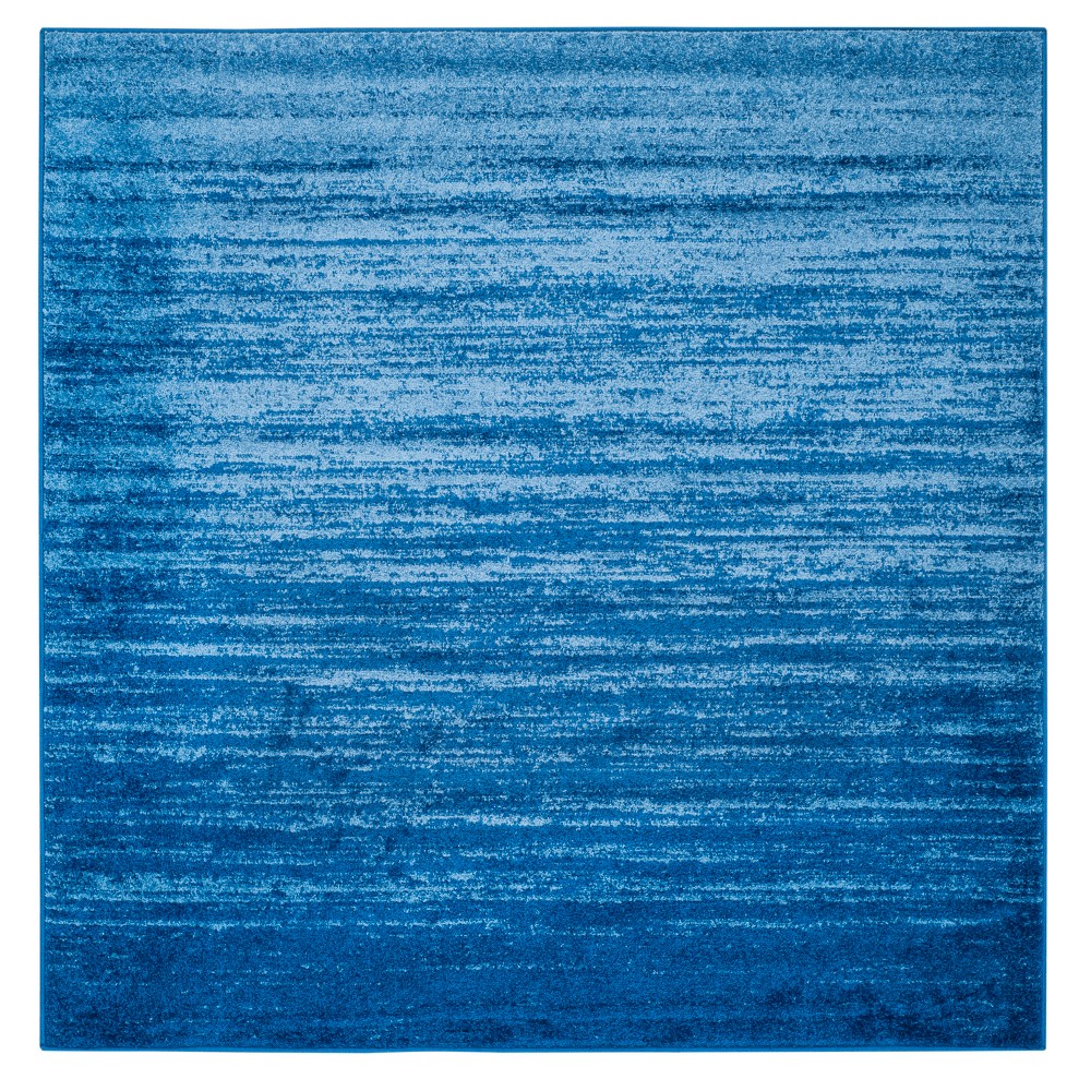 Light Blue/Dark Blue Solid Loomed Square Area Rug 4'x4' - Safavieh