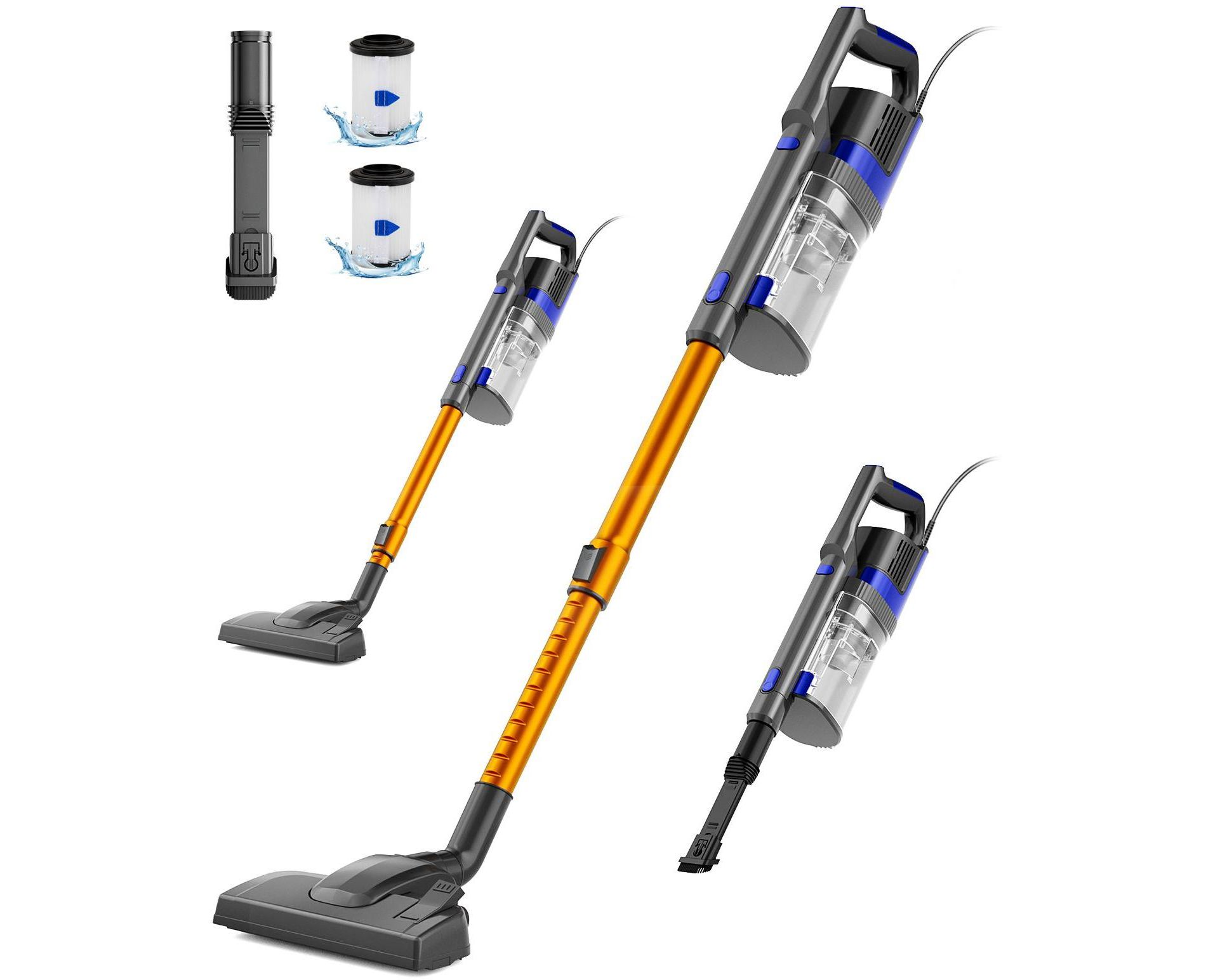 Wired vacuum cleaner with dual handle design, 800ml trash can, suitable for standing vacuum cleaners on hard floors