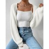 Womens Cardigan Long Sleeve Open Front Sweater Shrug Midweight Cozy Bolero for Winter Cable Knit Ribbed Cuff Sweater Cardigan - 4 of 4