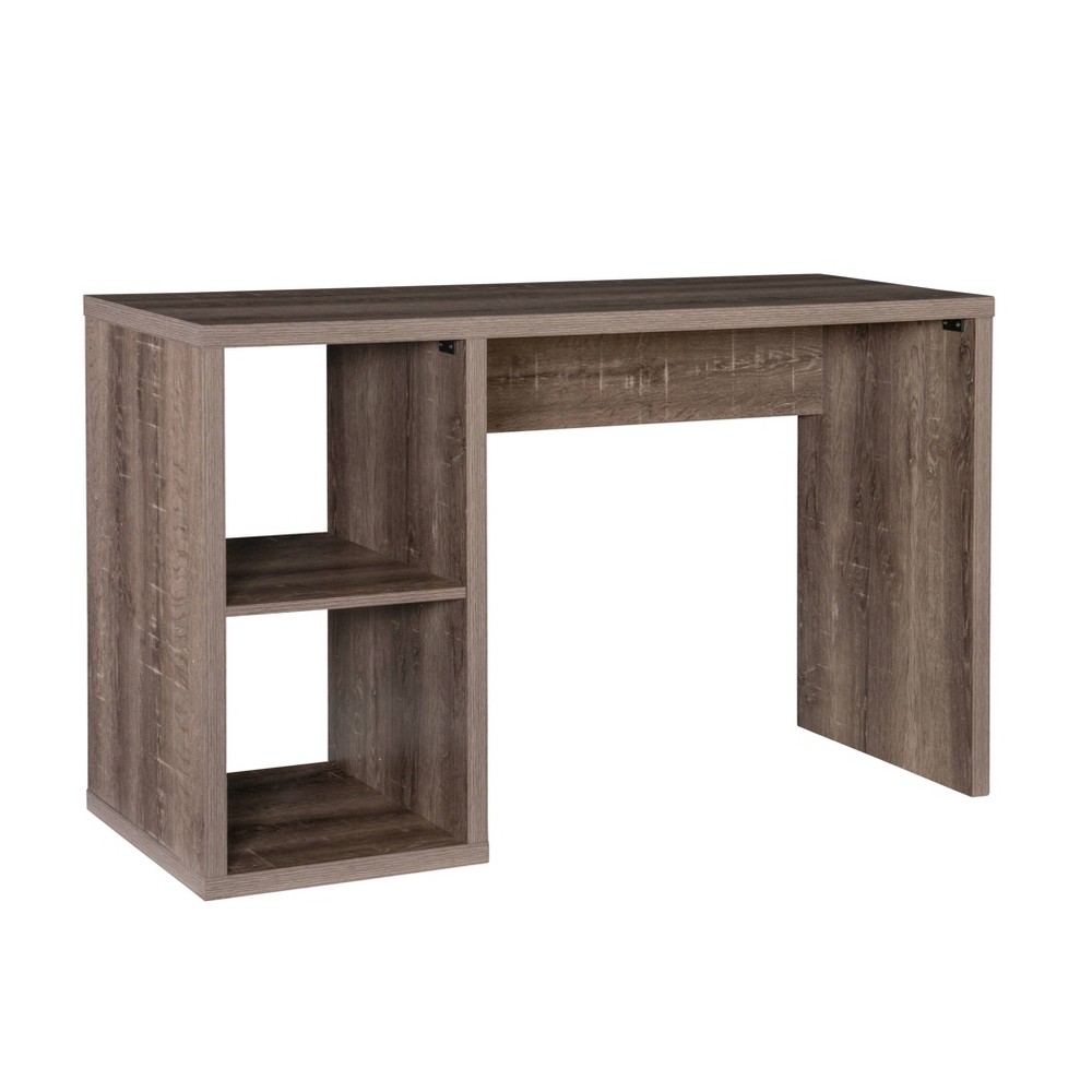 Photos - Office Desk Linon 49" Alexei Modern 2 Fabric Storage Cube Desk Gray - : Home Office, MDF Veneer, Fixed Shelves 