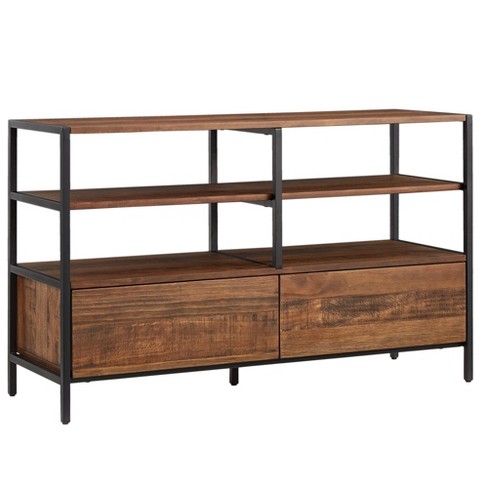 Felicia Rustic Industrial Metal/Wood TV Stand Console Table 