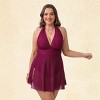Women's Plus Size Halter Swim Dress with Mesh Overlay (00X-3X) - Cupshe - 4 of 4