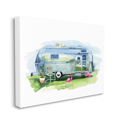 Stupell Industries Retro Camping Trailer with Flamingo Décor