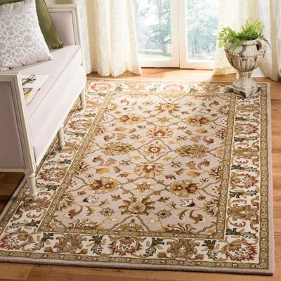 Ivory and Light Gold Hand-Tufted Wool 5' x 8' Area Rug