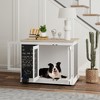 PawHut Furniture Dog Crate, 39" Dog Kennel Furniture Side Table for Large Dogs with Three Doors, Blackboard & Non-slip Foot Pads, White - 3 of 4
