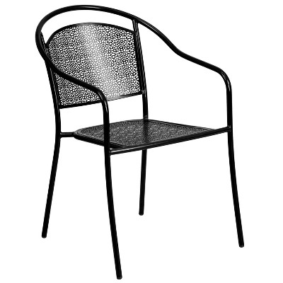 28" Black Steel Square Patio Table Set with 2 Chairs