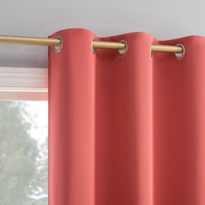 Sunset Coral Blackout Polyester Kids' Grommet Curtain Panel, 40" x 95"