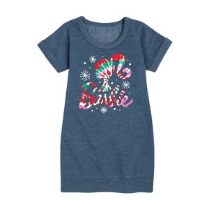- Barbie - Holidays & Christmas Graphic Short Sleeve Fleece Dress - 1 of 4