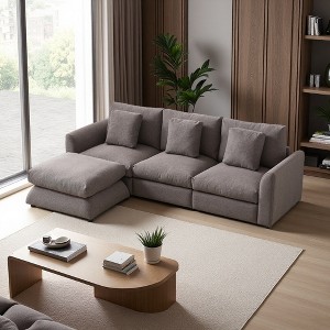 102.2" Modular L-Shaped Sectional Sofa with Ottoman & Cushions - 1 of 4