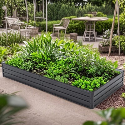 Galvanized Raised Garden Bed Outdoor 8×4×1ft Planter Box Raised Bed