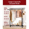 MOEPISY Metal Clothes Rack - Double Rod Clothing Rack with Fixed Design and Rolling Wheels - 4 of 4