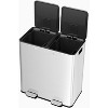 2 x 8 Gallon Dual Compartment Trash Can, Pedal Garbage Can with Slow-Close Lid and Removable Inner Bucket, for Kitchen, Restaurant, Silver - 3 of 4