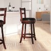 Merrick Lane 26" Wooden Counter Height Stool in Cappuccino Finish with Single Slat Ladder Back with Faux Leather Seat - 2 of 4