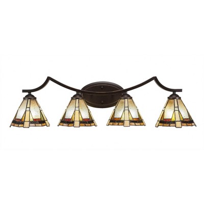 Toltec Lighting Zilo 4 - Light Vanity in  Dark Granite with 7" Zion Art Glass Shade