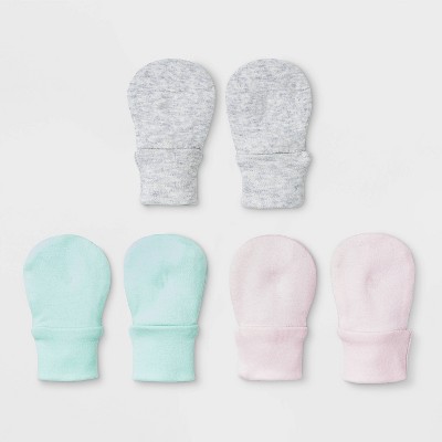 Baby Girls' 3pk Basic Mittens - Cloud 