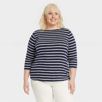 Women's Slim Fit 3/4 Sleeve Boat Neck T-Shirt - Ava & Viv™
