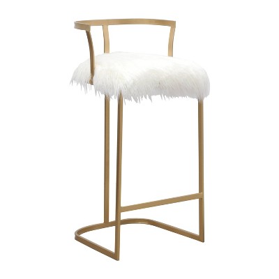 30" Zafir Faux Fur Barstool White - Abbyson Living