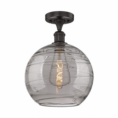 Athens Deco Swirl - 1 Light Semi-Flush Mount In Industrial Style-13.5 Inches Tall and 12 Inches Wide