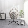 Outdoor Egg Chair with Stand Wicker Hanging Swing Chair with Cushion Indoor Outdoor Hammock Chair for Patio Garden Balcony or Living Room-The Pop Home - 3 of 4