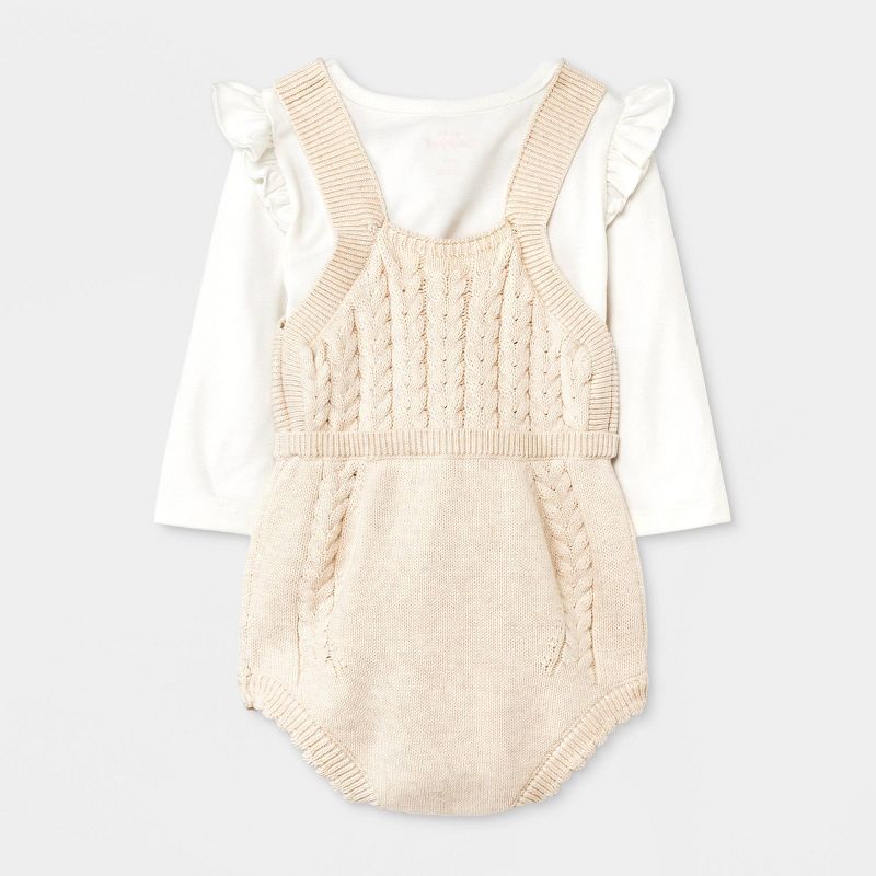 Baby Girls' Sweater Romper with Cable T-Shirt Set - Cat & Jack™, 3 of 6