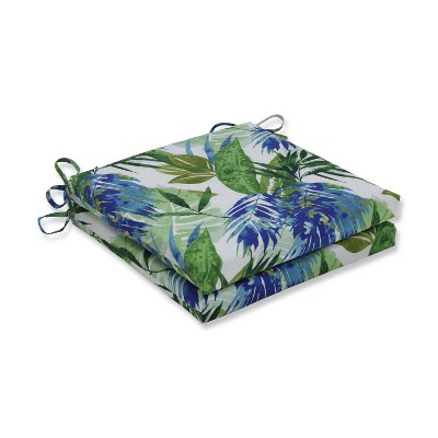 Soleil Blue 2pc Indoor/Outdoor Squared Corners Seat Cushion - Pillow Perfect