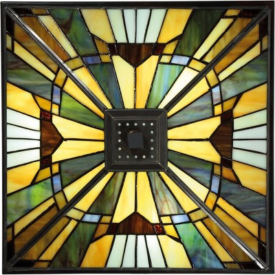 Valiant Bronze 14" Flush Mount Tiffany Glass Ceiling Light