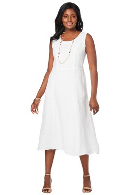 Jessica London Women's Plus Size Linen Fit & Flare Dress - 18 W, White :  Target