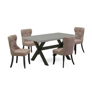 HomeStock 5-Piece Natural Oak Finish Solid Wood Top Dining table with 4 Chairs - 1 of 4