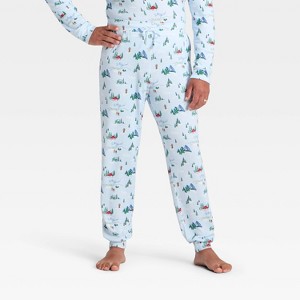 Men's "Tis the Ski-son!" Cozy Knit Holiday Matching Family Pajama Pants - Wondershop™ Blue - 1 of 4