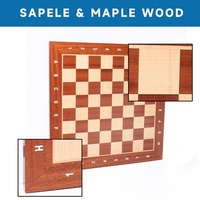 15.75" Brown Maple and Sapele Professional Tournament Chess Board