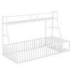 Floor Bed Frame, Metal Platform Bed with Safety Guardrails & Desk and Storage Shelves, Playhouse Bed Frame for Bedroom Playroom - 4 of 4