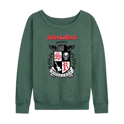 Women's - School of Rock - School Crest Lightweight French Terry Wide Neck Long Sleeve Shirt