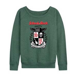 Women's - School of Rock - School Crest Lightweight French Terry Wide Neck Long Sleeve Shirt - 1 of 4